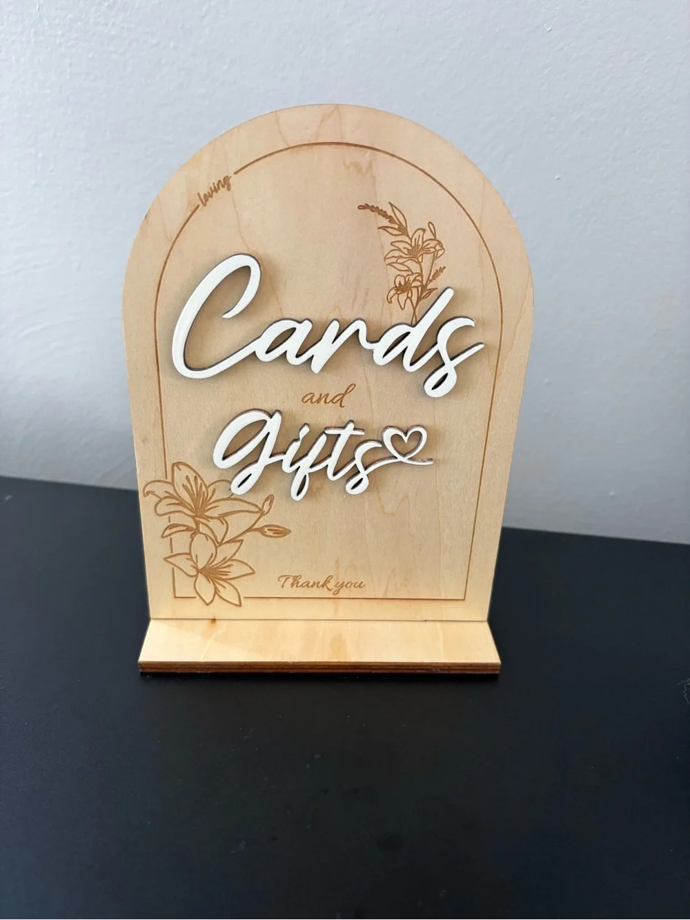 Wooden 'Cards and Gifts' Sign - Natural